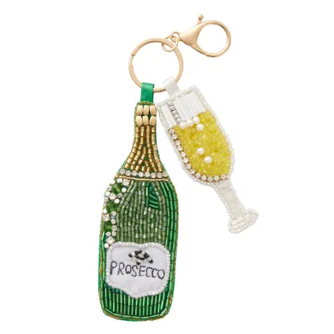 Prosecco Beaded Keyring
