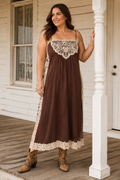 Amoret Dress in Chocolate with lace detailing