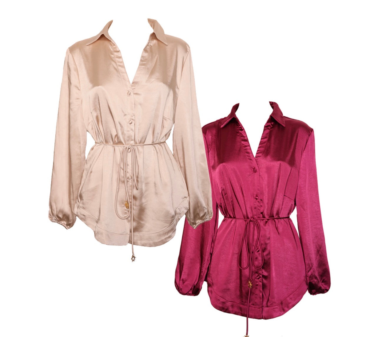 Empire Champagne Satin Blouse