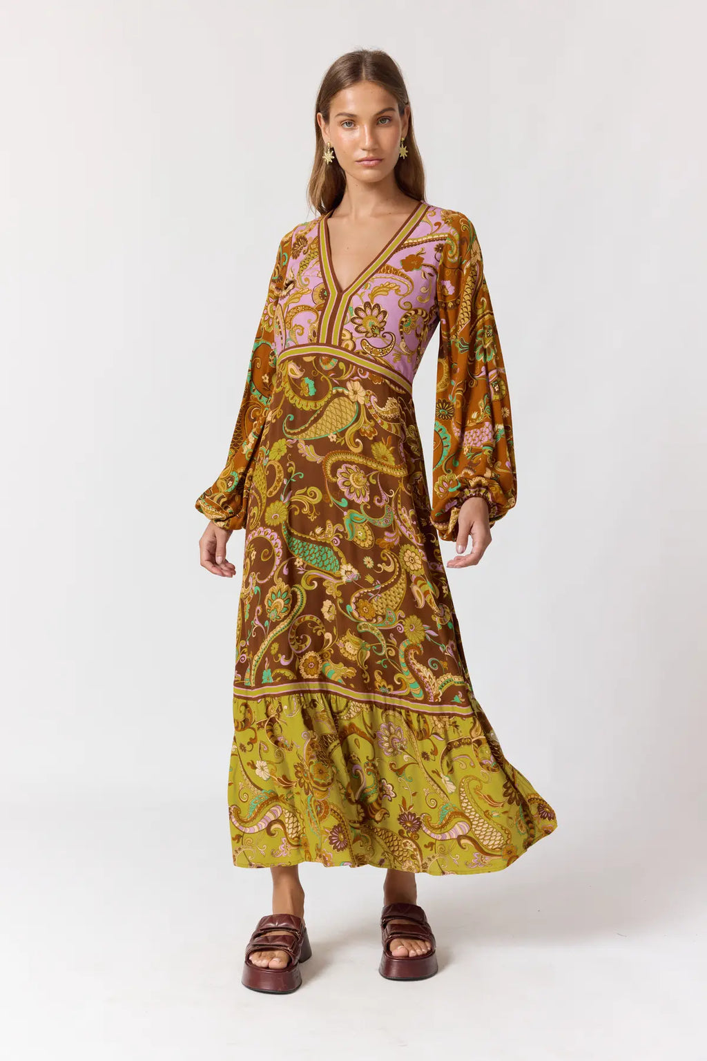 Maple Maxi Dress in Mulberry by Nine Lives Bazaar