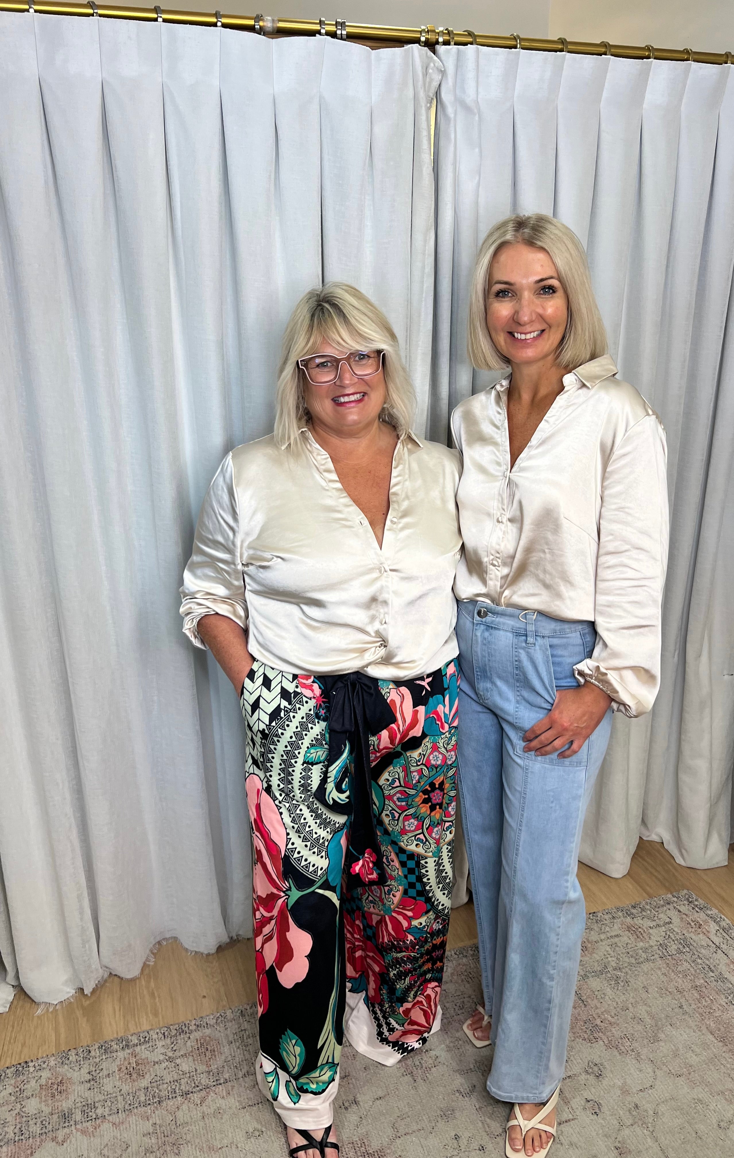 Empire Champagne Satin Blouse