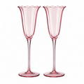 Crowne pink glass flutes, set of 2, gift boxed