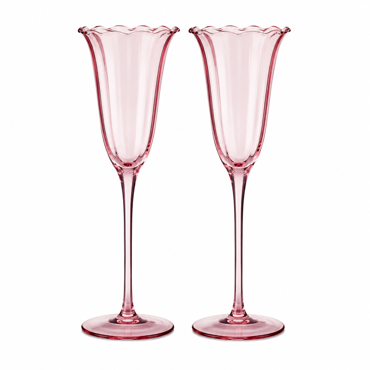 Crowne Set 2 Glass Flute | Pink