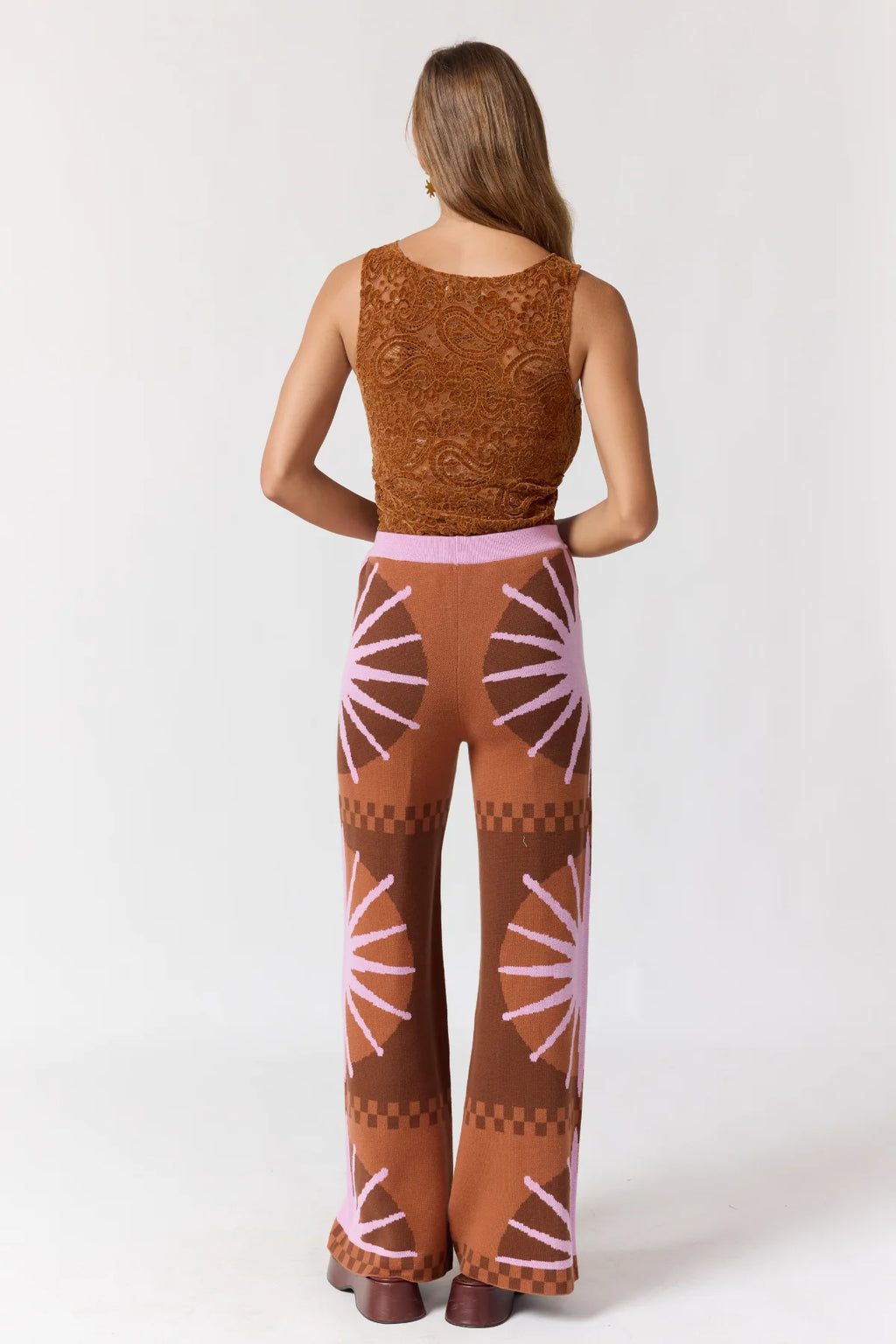 Horizon Pants in Cocoa sun jacquard knit