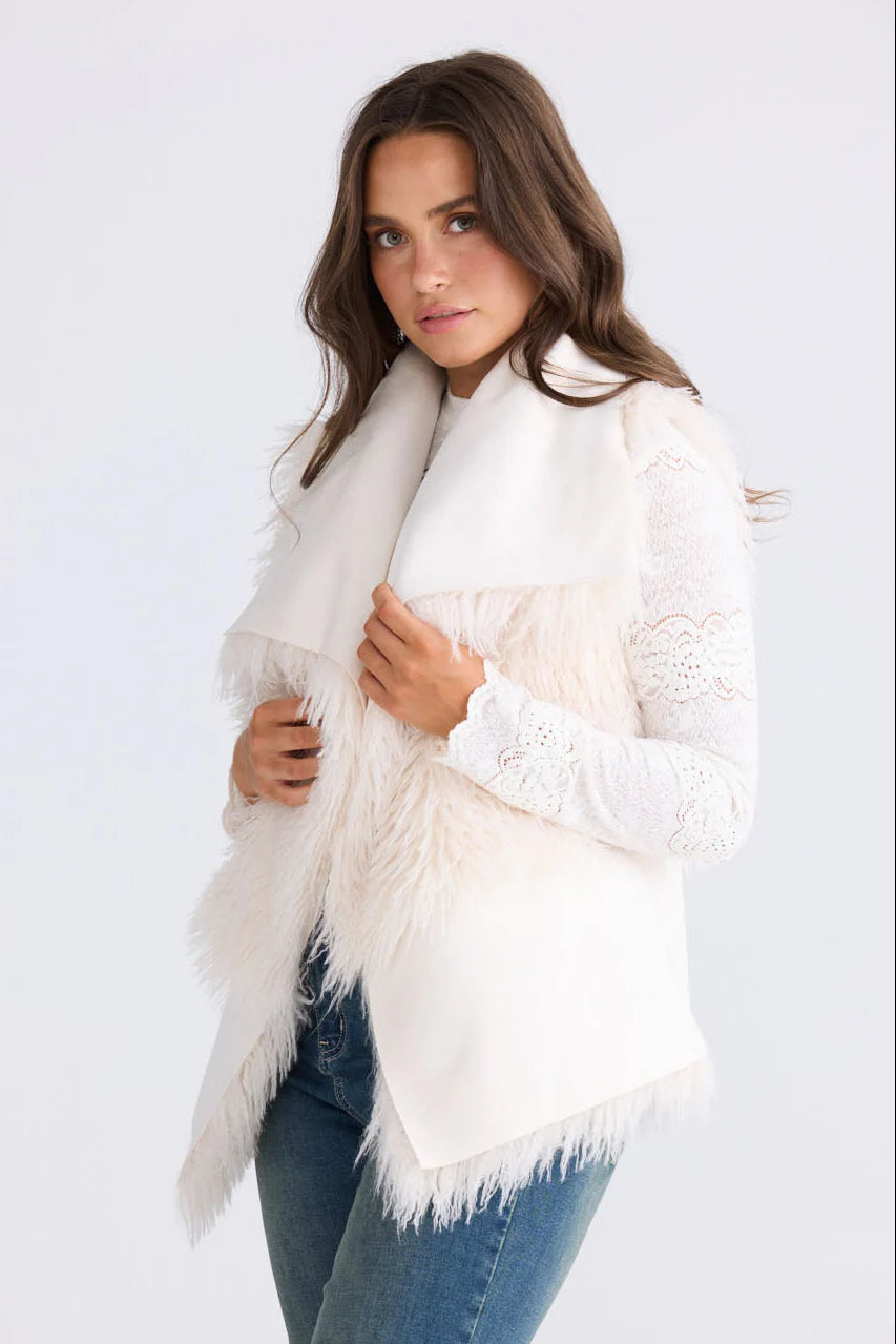 Luna Fur Vest - Beige