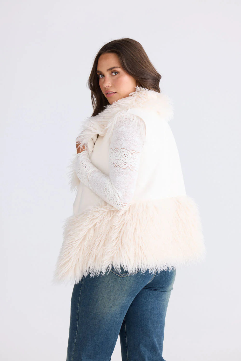 Luna Fur Vest - Beige
