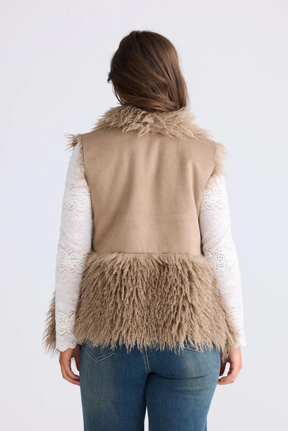 Luna Fur Vest - Taupe