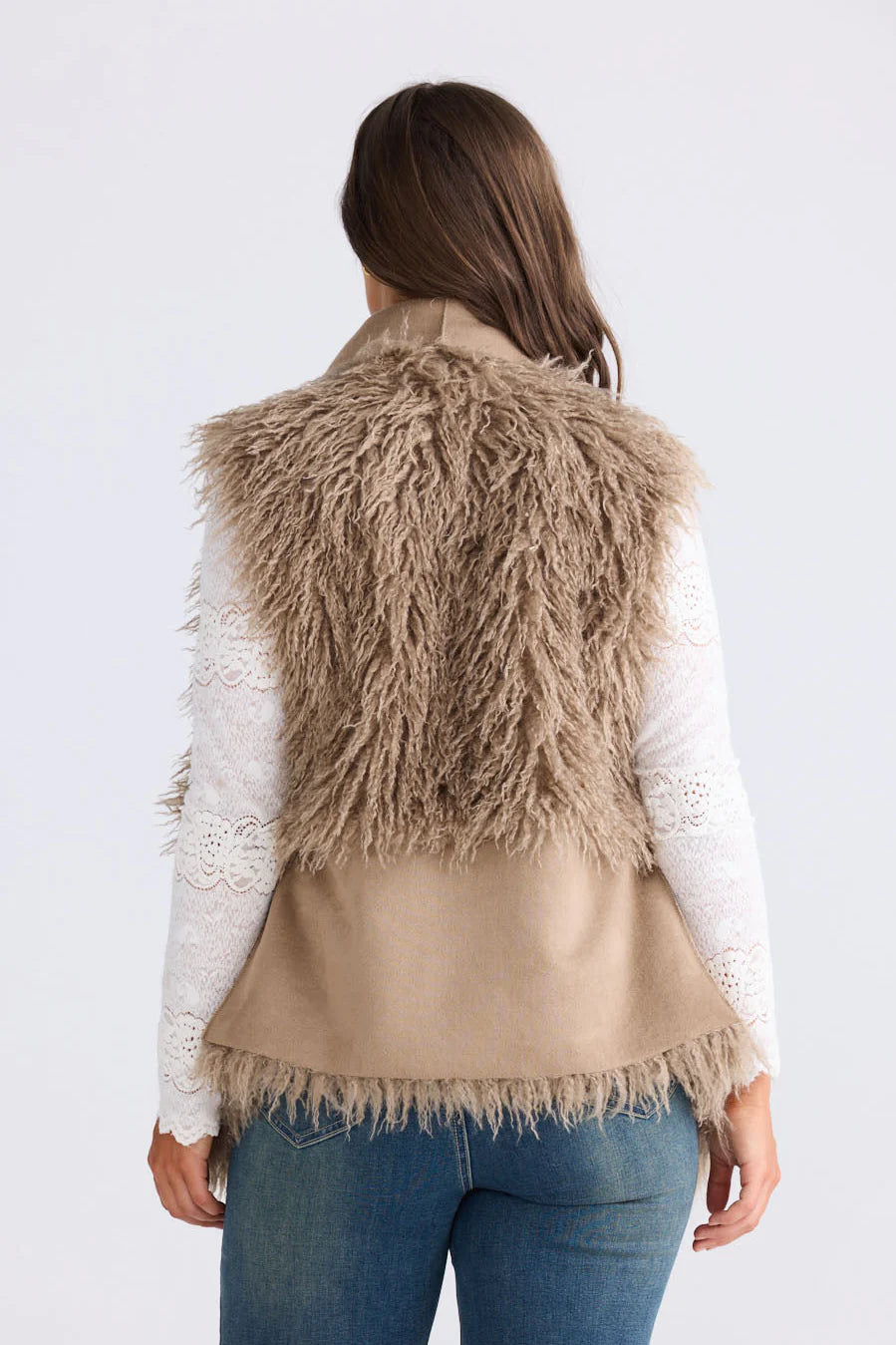 Luna Fur Vest - Taupe