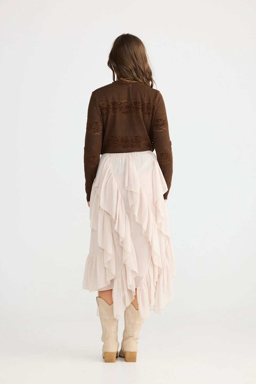 Rafael Ruffle Midi Skirt - Almond