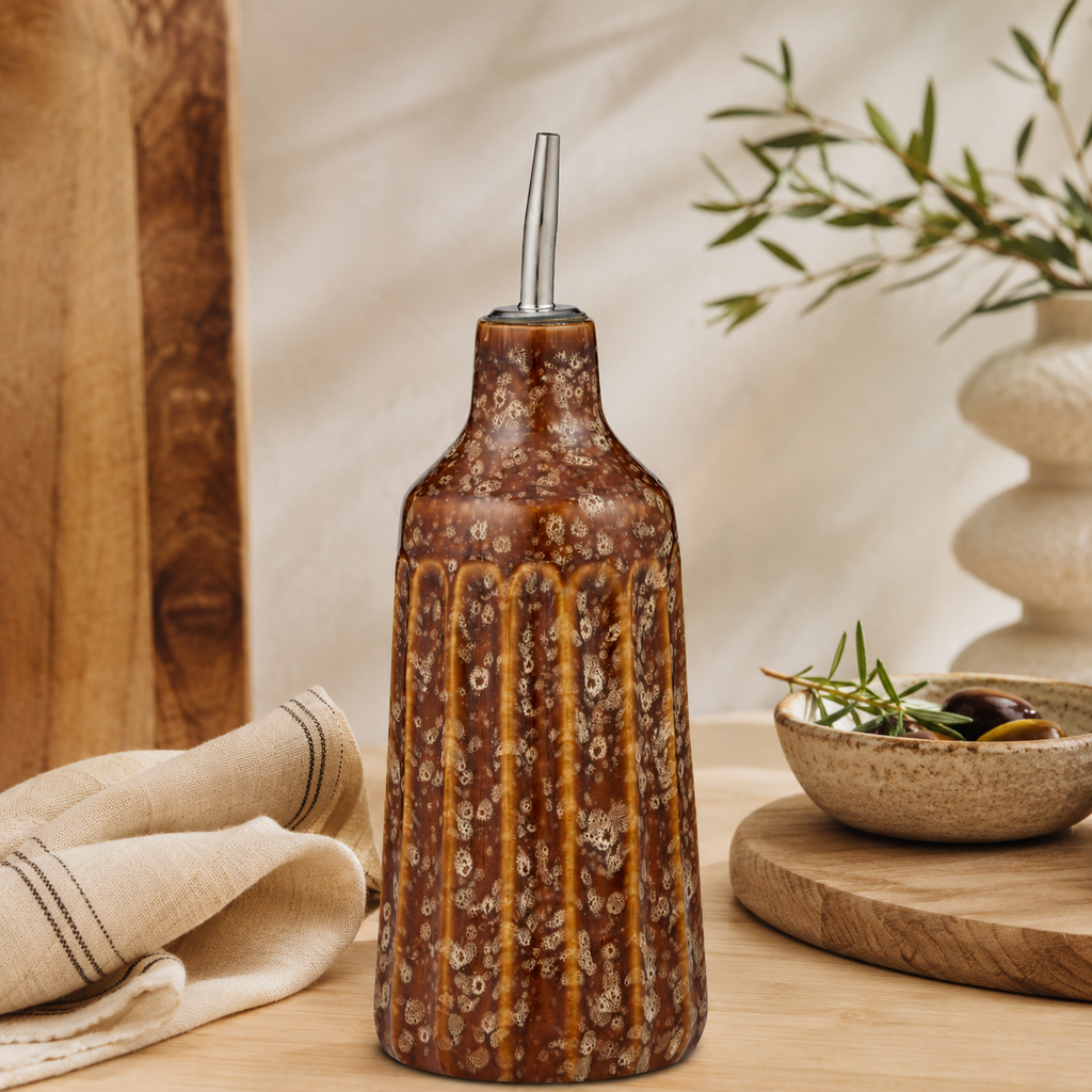 Studio Ceramic Oil Bottle Cocoa
