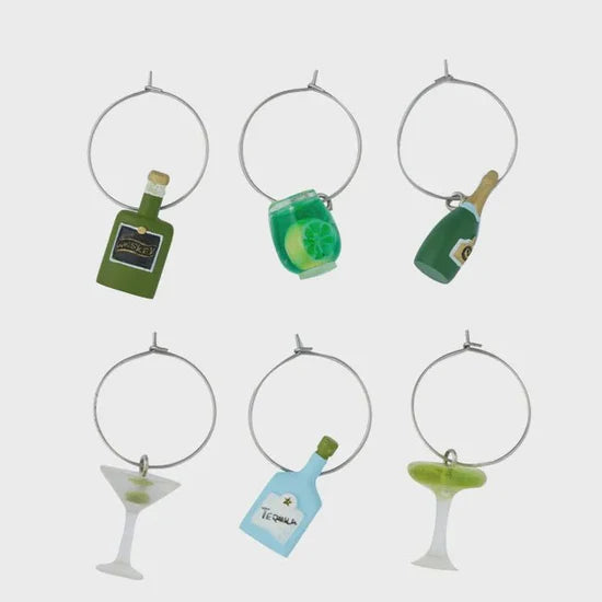 Gimlet S/6 Resin Wine Charms 2.5x4cm
