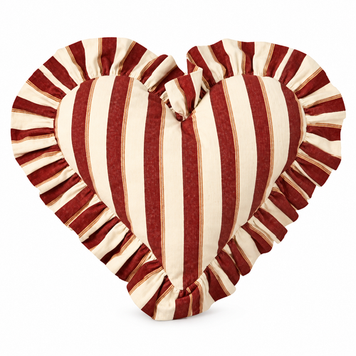 Bonny Heart cotton cushion 32x40cm in russet, heart shape