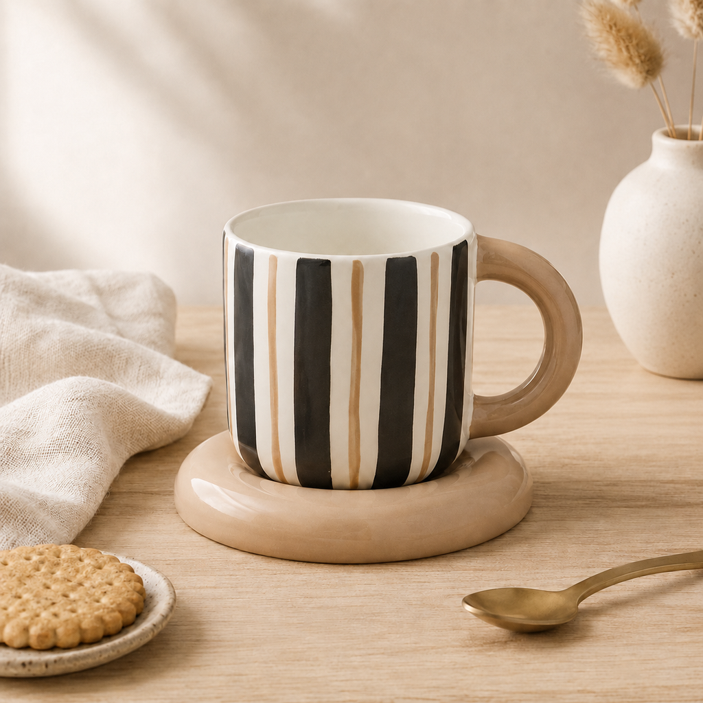 Candy Cup & Saucer Black / Natural