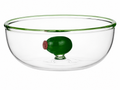 Olive glass bowl small, clear green tone