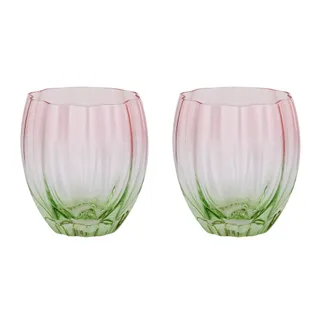 Lotti Set Of 2 Tulip Glass Pink/Green