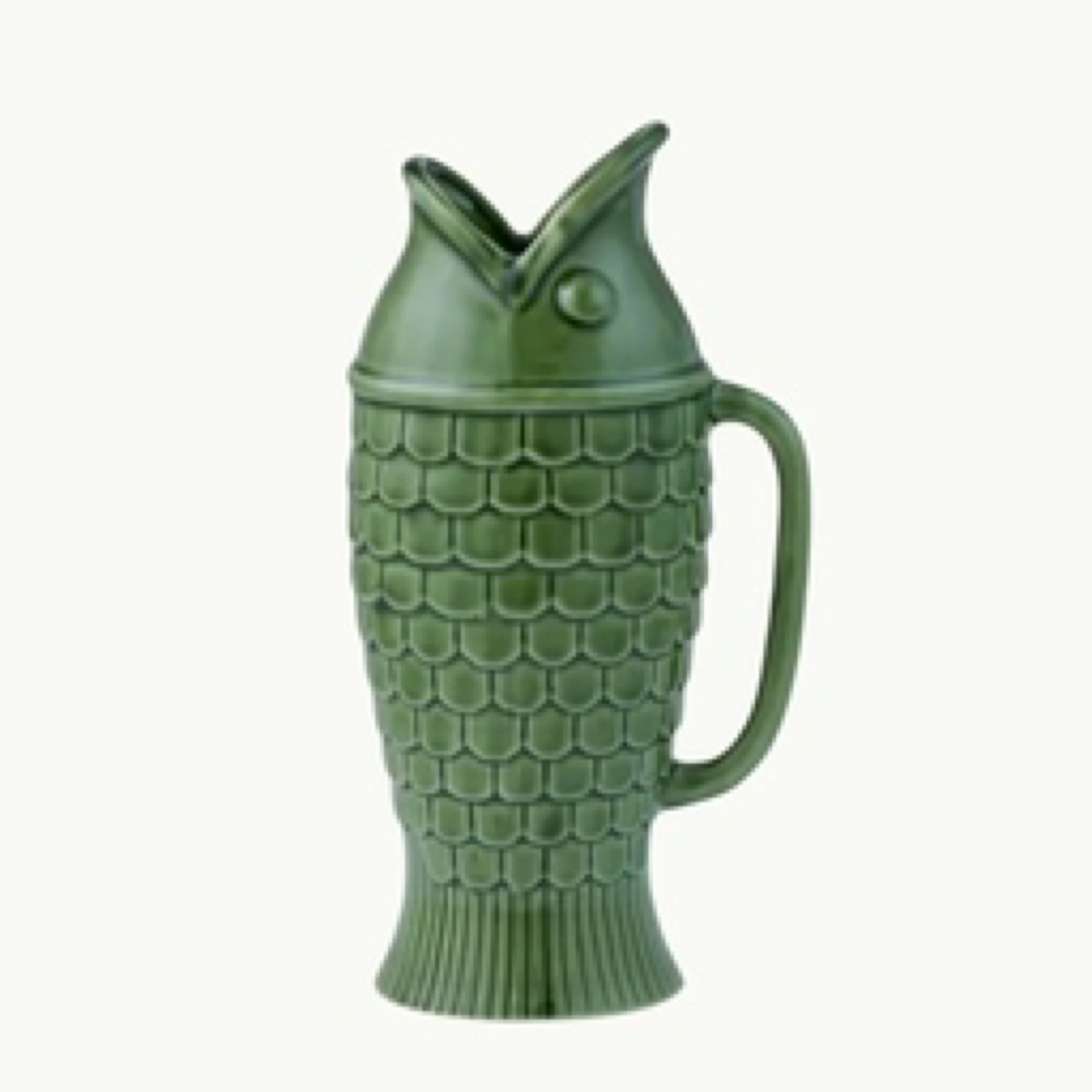 Fin Ceramic Jug 13.5x11x26cm Olive