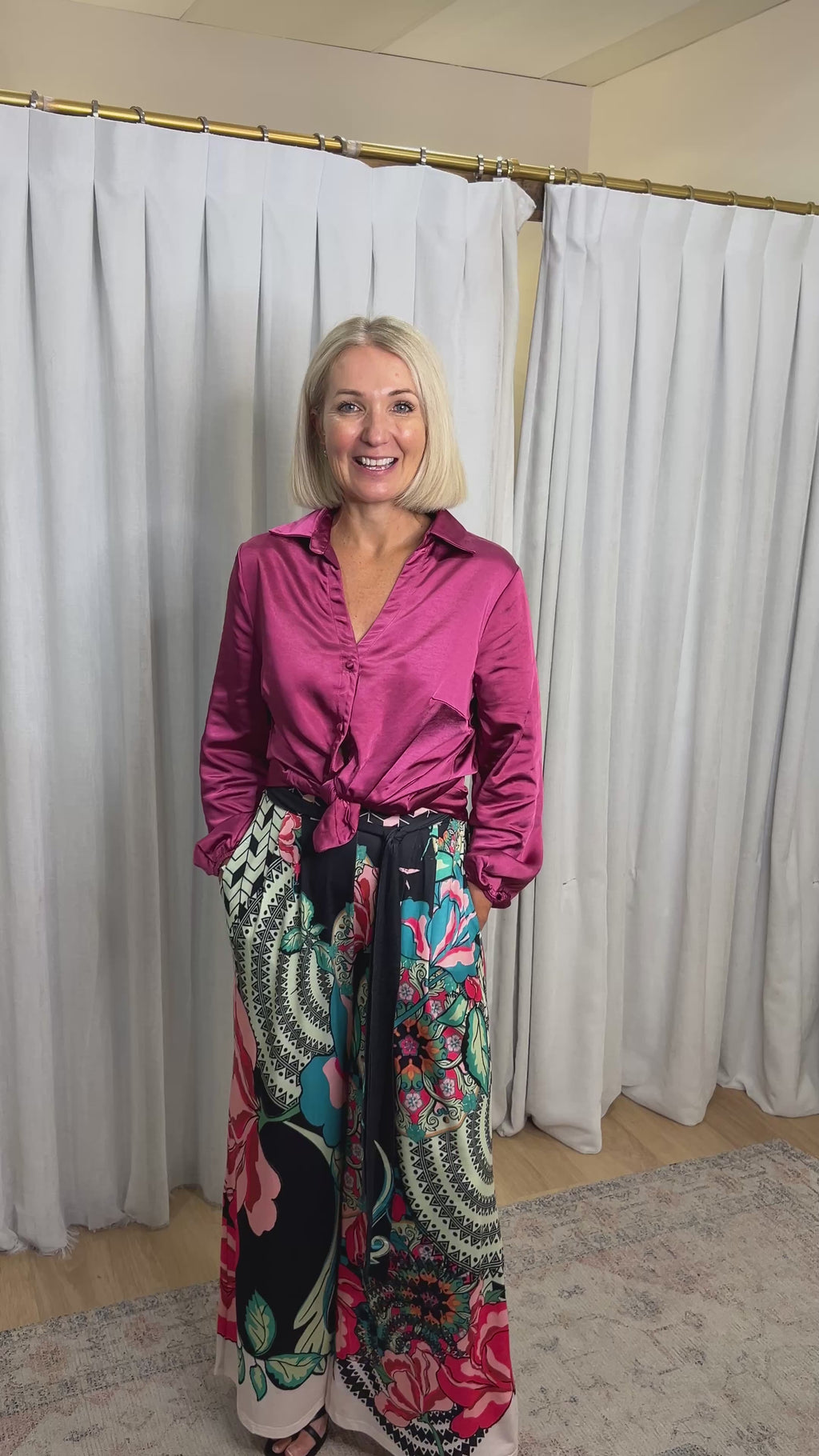 Empire Mulberry Satin Blouse
