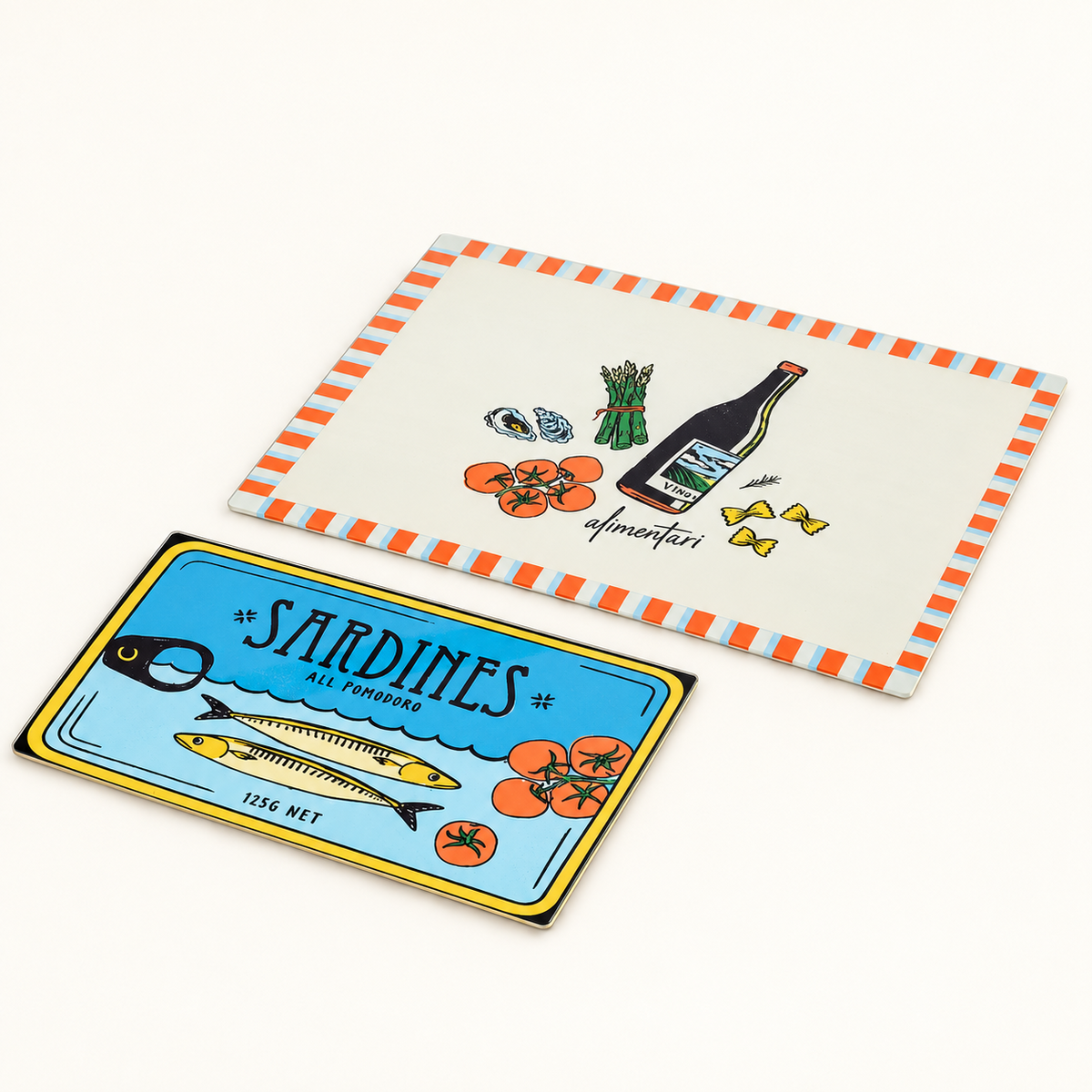 SARDINES GLASS SERVING BOARD SET OF 2