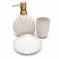 Seychelles ceramic bathroom set 3 piece, coastal-inspired design