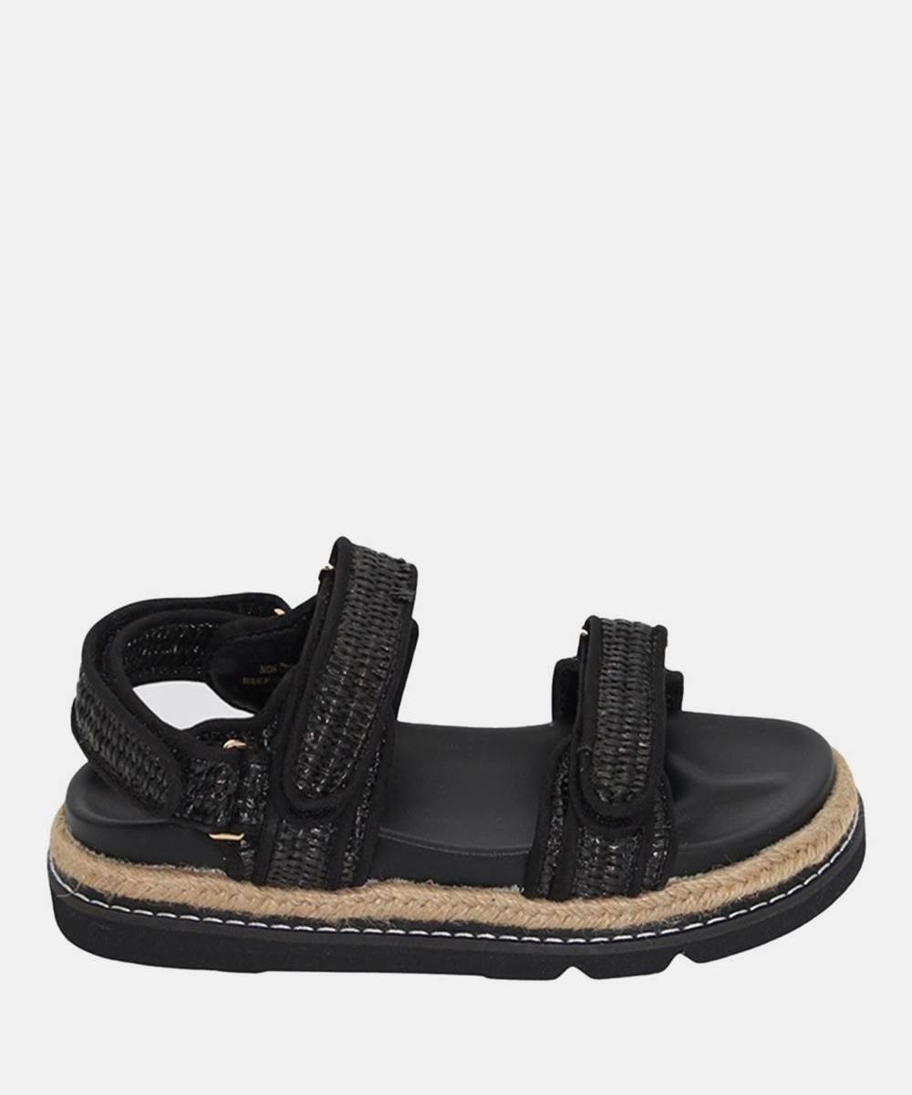 Elsie Black Raffia Slide